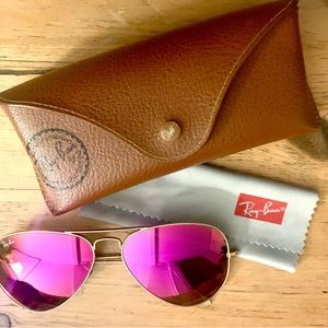 Ray Ban | Hot pink flash mirror aviator sunglasses